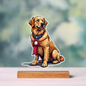 Proud American Golden Retriever Vintage Tee 4 アクリルサイン (ニュートラル)