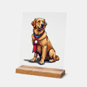 Proud American Golden Retriever Vintage Tee 4 アクリルサイン (傾斜)