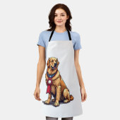Proud American Golden Retriever Vintage Tee 4 エプロン (着用した状態)