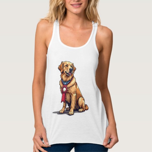 Proud American Golden Retriever Vintage Tee 4 タンクトップ (正面)