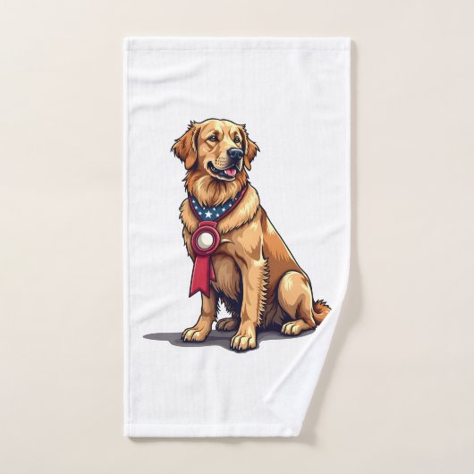 Proud American Golden Retriever Vintage Tee 4 ハンドタオル (ハンドタオル)