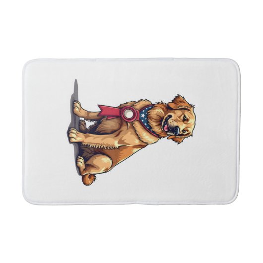 Proud American Golden Retriever Vintage Tee 4 バスマット (正面)