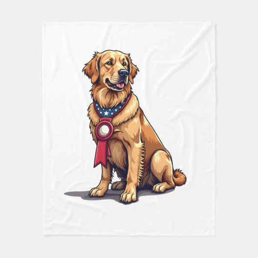 Proud American Golden Retriever Vintage Tee 4 フリースブランケット (正面)