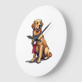 Proud American Golden Retriever Vintage Tee 4 ラージ壁時計 (傾斜)