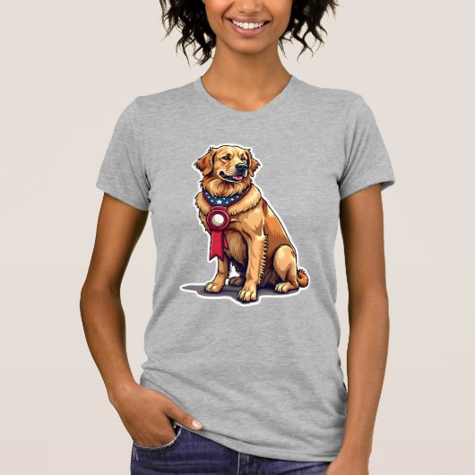 Proud American Golden Retriever Vintage Tee 4 Tシャツ (正面)