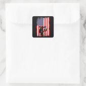 Proud American Lineman Patriotic Utility Worker スクエアシール (バッグ)