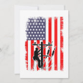 Proud American Lineman Patriotic Utility Worker 招待状 (正面)