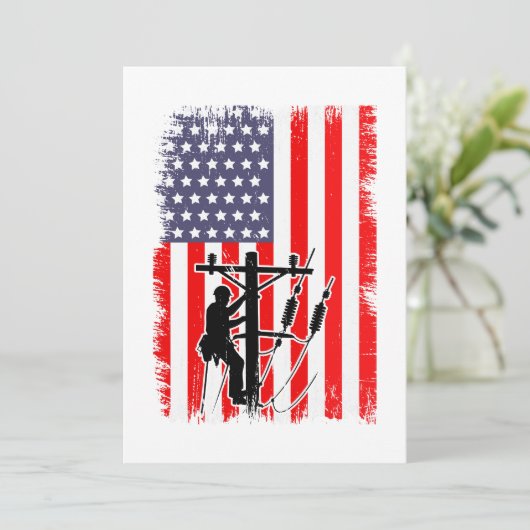 Proud American Lineman Patriotic Utility Worker 招待状 (スタンド正面)