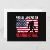 Proud American Neanderthal | USA Flag & Bigfoot ポストカード (正面/裏面)