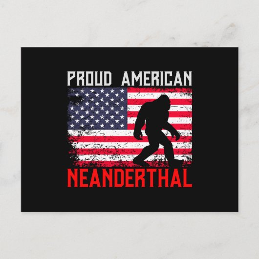 Proud American Neanderthal | USA Flag & Bigfoot ポストカード (正面)