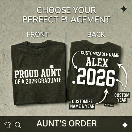 PROUD AUNT • 2026年卒業おめでとう 名入れ卒業記念グッズ Tシャツ