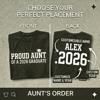 PROUD AUNT • 2026年卒業おめでとう 名入れ卒業記念グッズ Tシャツ