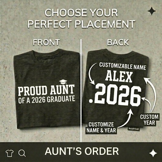 PROUD AUNT • 2026年卒業おめでとう 名入れ卒業記念グッズ Tシャツ