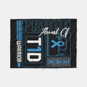 Proud Aunt Of T1d Warrior Ribbon Diabetes Awarenes フリースブランケット (正面(横))