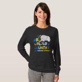 Proud Aunty Down Syndrome Awareness Yellow Blue Ri Tシャツ (正面フル)