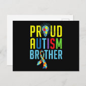 Proud Autism Brother  Sibling Autism Awareness T-S ポストカード (正面/裏面)