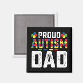 Proud Autism Dad Awareness Autistic Family マグネット (正面/裏面)