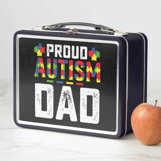 Proud Autism Dad Awareness Autistic Family メタルランチボックス (インサイチュ)
