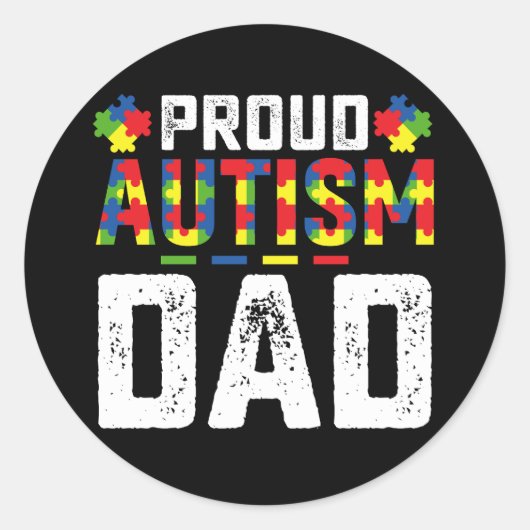 Proud Autism Dad Awareness Autistic Family ラウンドシール (正面)
