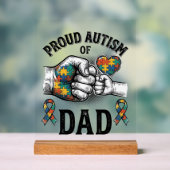 Proud Autism Dad Vintage Engraving Awareness Shirt アクリルサイン (ニュートラル)