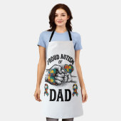 Proud Autism Dad Vintage Engraving Awareness Shirt エプロン (着用した状態)