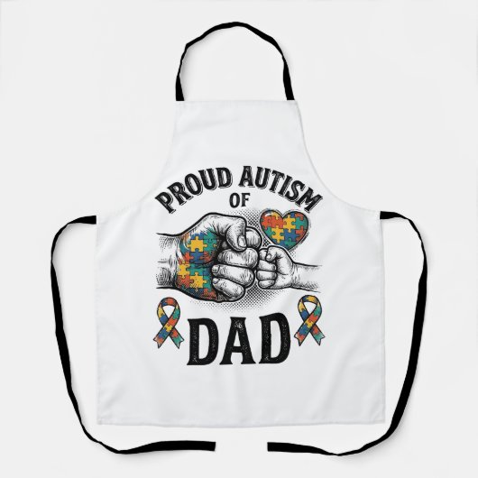 Proud Autism Dad Vintage Engraving Awareness Shirt エプロン (正面)