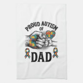 Proud Autism Dad Vintage Engraving Awareness Shirt キッチンタオル (縦)