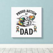 Proud Autism Dad Vintage Engraving Awareness Shirt キャンバスプリント (インサイチュ (ウッドフロア))