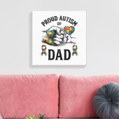 Proud Autism Dad Vintage Engraving Awareness Shirt キャンバスプリント (インサイチュ (リビング))