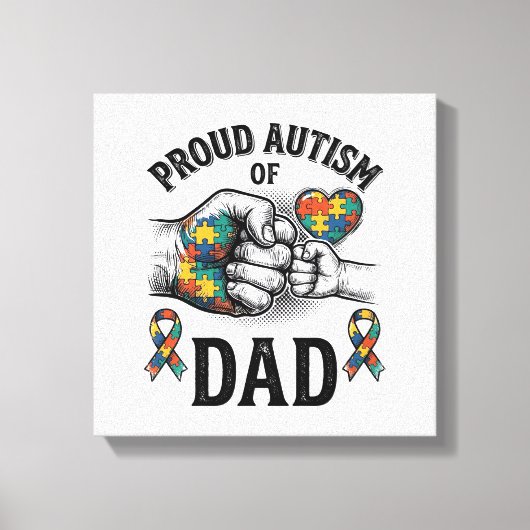 Proud Autism Dad Vintage Engraving Awareness Shirt キャンバスプリント (正面)