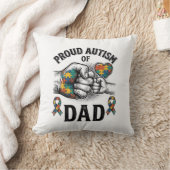 Proud Autism Dad Vintage Engraving Awareness Shirt クッション (ブランケット)