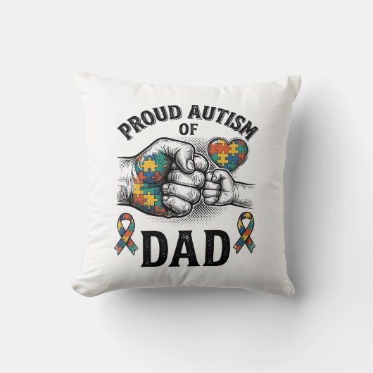 Proud Autism Dad Vintage Engraving Awareness Shirt クッション (正面)