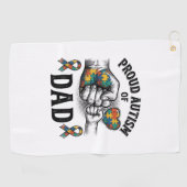 Proud Autism Dad Vintage Engraving Awareness Shirt ゴルフタオル (横)