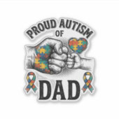 Proud Autism Dad Vintage Engraving Awareness Shirt シール (正面)