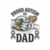 Proud Autism Dad Vintage Engraving Awareness Shirt シール (正面)