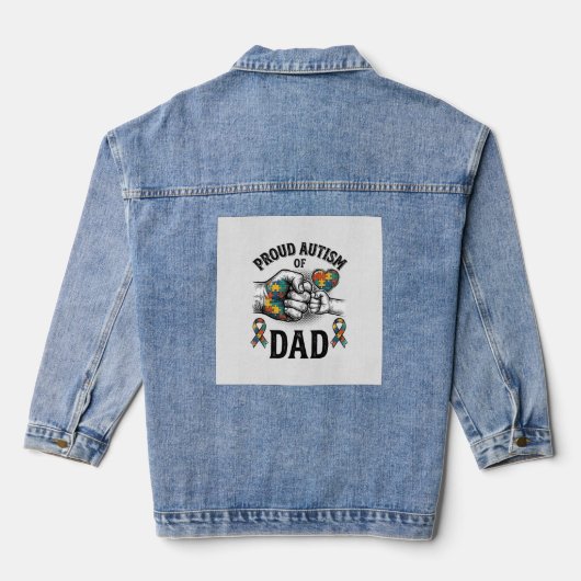 Proud Autism Dad Vintage Engraving Awareness Shirt デニムジャケット (裏面)