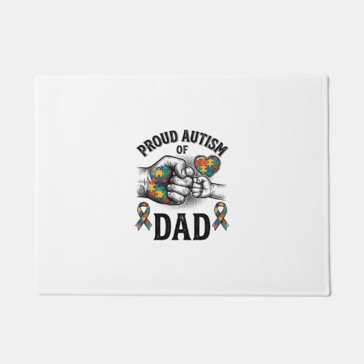 Proud Autism Dad Vintage Engraving Awareness Shirt ドアマット (正面)