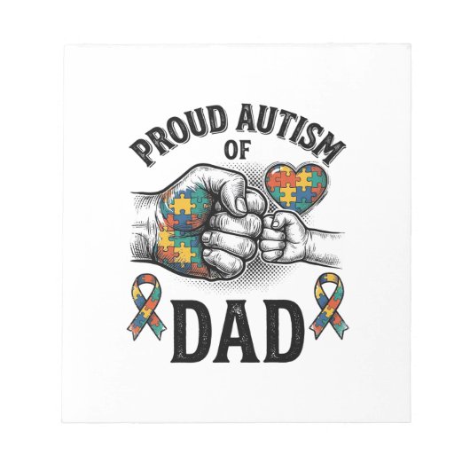 Proud Autism Dad Vintage Engraving Awareness Shirt ノートパッド (正面)