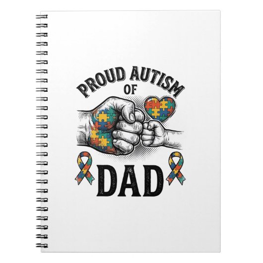 Proud Autism Dad Vintage Engraving Awareness Shirt ノートブック (正面)