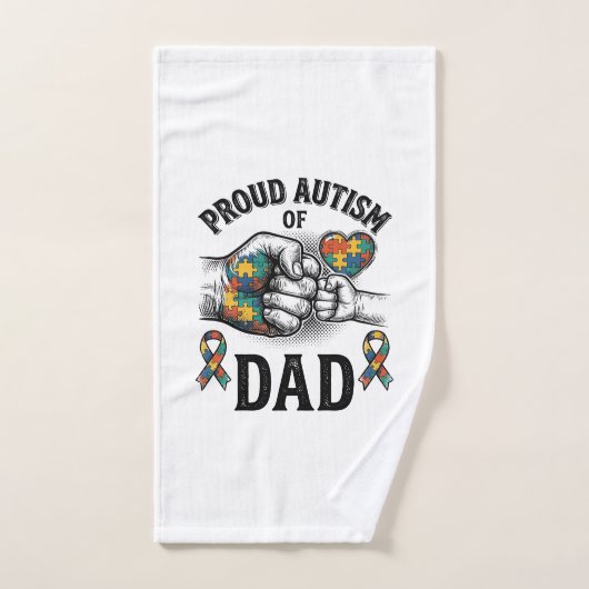 Proud Autism Dad Vintage Engraving Awareness Shirt ハンドタオル (ハンドタオル)