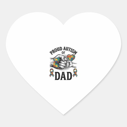 Proud Autism Dad Vintage Engraving Awareness Shirt ハートシール (正面)