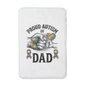 Proud Autism Dad Vintage Engraving Awareness Shirt バスマット (正面縦)