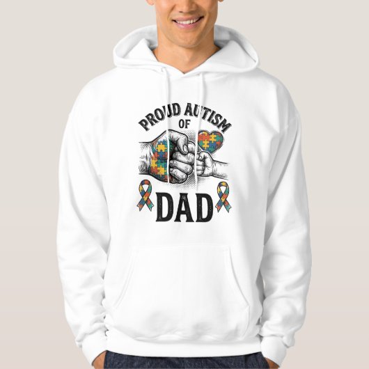 Proud Autism Dad Vintage Engraving Awareness Shirt パーカ (正面)