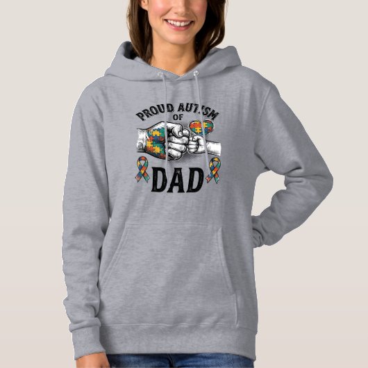 Proud Autism Dad Vintage Engraving Awareness Shirt パーカ (正面)