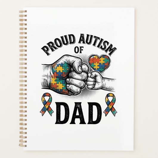 Proud Autism Dad Vintage Engraving Awareness Shirt プランナー手帳 (正面)