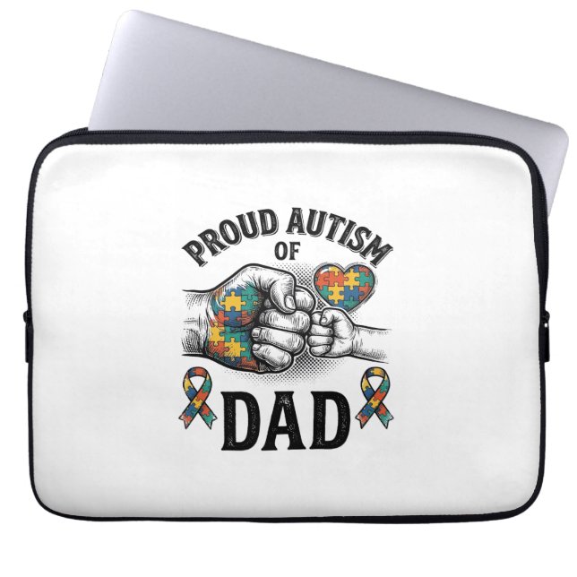 Proud Autism Dad Vintage Engraving Awareness Shirt ラップトップスリーブ (正面)