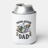 Proud Autism Dad Vintage Engraving Awareness Shirt 缶クーラー (缶正面)