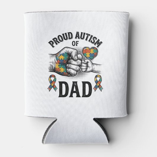 Proud Autism Dad Vintage Engraving Awareness Shirt 缶クーラー (正面)
