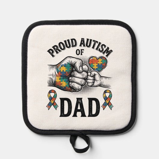 Proud Autism Dad Vintage Engraving Awareness Shirt 鍋敷き (正面)