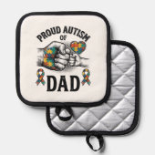 Proud Autism Dad Vintage Engraving Awareness Shirt 鍋敷き (正面/裏面)